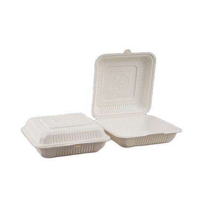 China Rectangular Disposable Biodegradable Cornstarch Microwavable Base Take Out Food Container Cornstarch Bowl With Lid for sale