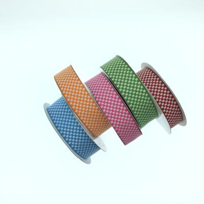 China 100% POLYESTER Polyester Jacquard Ribbon Check Sufficient High Quality Jacquard Woven Gingham Knitting Ribbon for sale