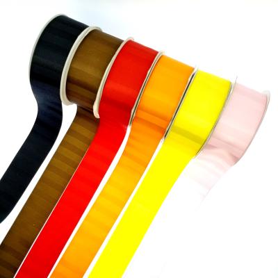 China High End Satin Woven Ribbon Stripe Double Face Design Horizontal Ribbon Trims for sale