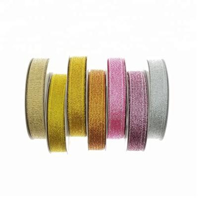 China Metallic Shinny solid ribbon shimmer satin ribbon shimmer ribbon metallic ribbon silver gold satin ribbon for sale