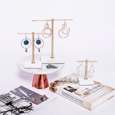 China Wholesale New Design Eco-friendly Marble Earring Stand Jewelry Stand Cosmetics Holder Square Marble Jewelry Display for sale