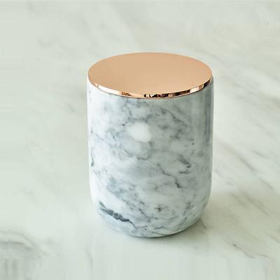 China Home Decorative Marble Ceramic Candle Jar Factory Direct Nordic Style Eco-friendly Marble Candle Jar With Lid for sale