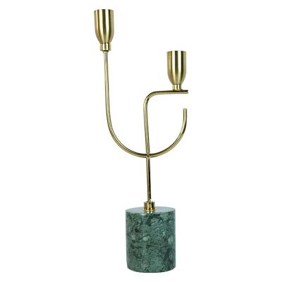 China Eco-friendly Hot Selling Decorative Candlesticks Marble Gold Metal Bottom Bracket Candle Holders for sale