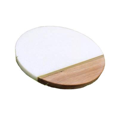 China Amazon Eco-Friendly Top Selling Marble Tray With Bamboo Acacia Luxury Round Marble And Wood Cutting Board For Cheese for sale