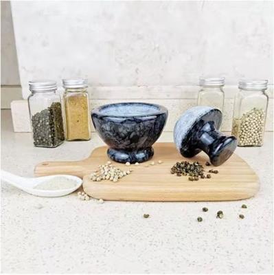 China Household Viable Granite Garlic Mortar and Pestle Set Hand Crusher For Garlic Masher Nature Marble Mortar Pestle Set and Garlic Crusher for sale