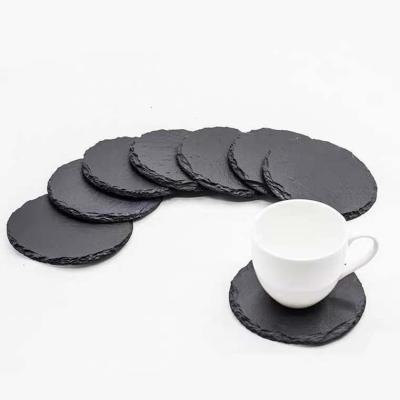 China Viable Wholesale Vintage Slate Marble Coaster Home Decorative Mug Mats For Home And Office for sale