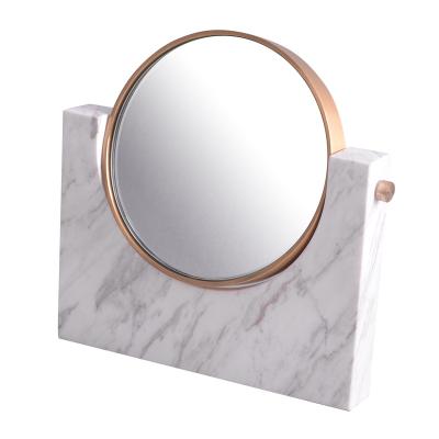 China New Design 2021 Eco-friendly Home Decor Mirror Delicate Marble Base Make Up Mirror For Bedroom for sale