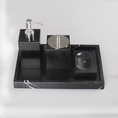 China Viable Wholesale Luxury Nordic Style Bathroom Accessories Popular Black Marble Shelf for sale