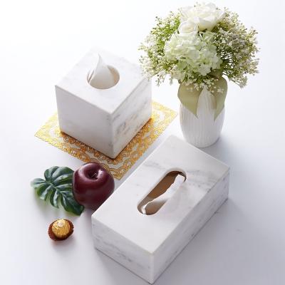 China Eco-friendly Nordic style tissue paper box hotel restaurant paper natural marble square napkin holder for sale