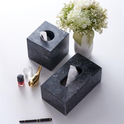 China Vintage Customized Tissue Box Hotel Restaurant Napkin Marble Storage Box Natural Marble Tissue Holder for sale