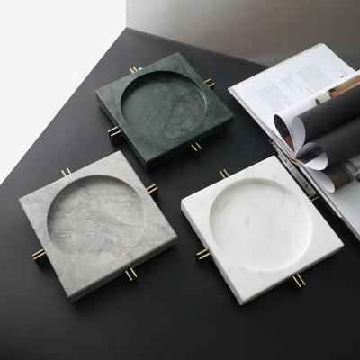 China High End Modern Natural Marble Smokeless Ashtray Luxury Ashtray Decoration Dish Eco-friendly Large for sale