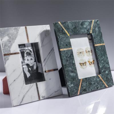 China Eco-friendly Home Decoration Marble Picture Frame Luxury Natural Marble Table Photo Frames for sale