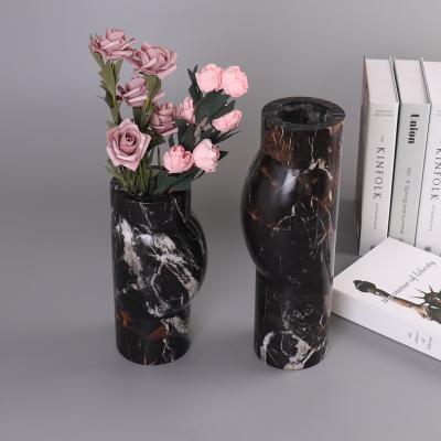 China Modern wholesale large antique carved natural glass stone and marble stone onyx white flower pot shelf ceramic home decor vase for flowers for sale