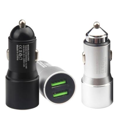 China Mobile Phone Metal Case Car Adapter 5v 2.4amp 12w Fast Charging Dual Port USB Car Charger for sale