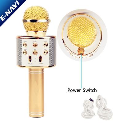 China 2018 New Handheld Karoke WS858 Golden Magic Sound FM USB TF Radio Microphone For Kids for sale