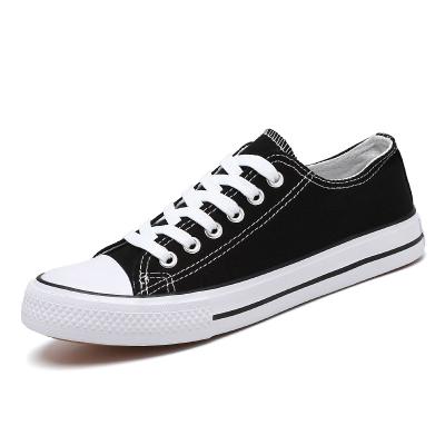 China Factory Direct Wholesale Classic Cut Cushioning Low Vulcanized Plain Plain White White Black Casual Canvas Shoes Sneakers For Men Zapatos for sale