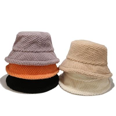 China Custom Made Polyester Outdoor Travel Color Sun Protection Winter Plain Logo Warm Bucket Hat For Women for sale