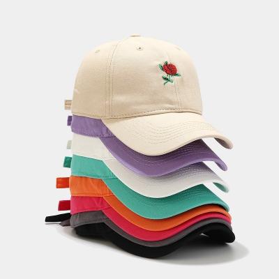 China 2022 New Rose Embroidery Soft Top Baseball Cap Small Face Men's and Women's Stylish All-match Stylish All-match Peaked Street 2022 for sale