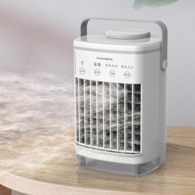 China With Portable Cooler Fan Mini Humidifier Cooling Mist Fan Chillmax Water Tank Table Light Air Purifier Mist Spray Air Conditioning Fan for sale