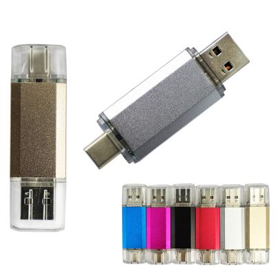 China Dual Type-C Flash Drive Metal Pendrive OTG USB Flash Drive 8GB 16GB 32GB 64GB 128GB USB Flashdisk for sale