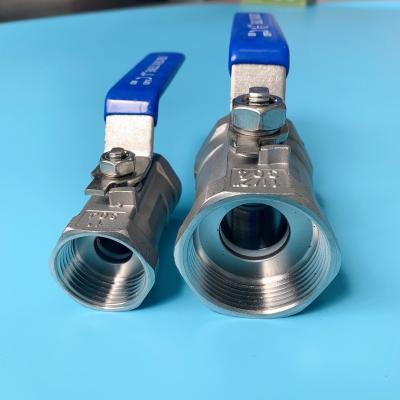 China General High Quality Flat Handle 2 PCS Thread Steel Ball Valve for sale