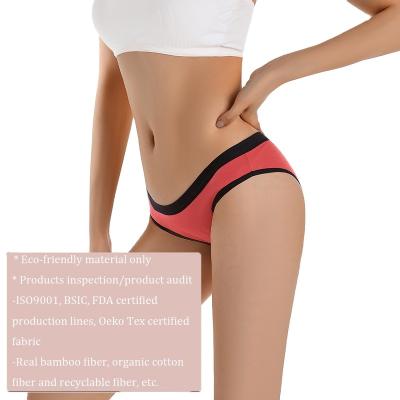 China Antibacterial Sustainable Organic Cotton Leak Proof Bikini Underwear Girls Period Absorbent Panties for sale