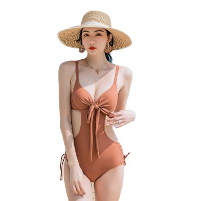 China Summer Breathable Swimsuit Hotsell Extreme Sexy Bikini With Cap Belt Fashion Printing Neck Halter Swimwear Tops Casual Beach Wear for sale