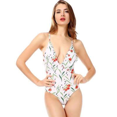 China Sexy Floral Print Babydoll Lingerie Classic Backless Valentines Monokini Beach Wear Latest Women Anti-UV One Piece Swimwear for sale