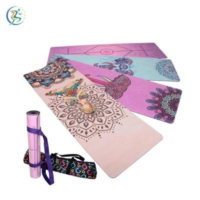 China Rubber+suede travelpilates foldable mat printed eco-friendly suede natural rubber yoga mat for sale