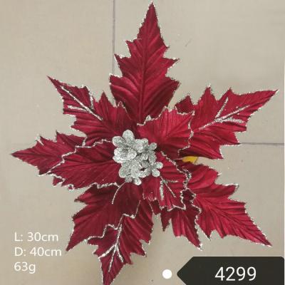 China Fashional Christmas Flower Artificial Flower Poinsettia Flower Heads for sale