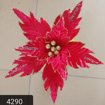 China Fashional Christmas Floral Decoration Custom Artificial Christmas Tree Poinsettia Flowers for sale