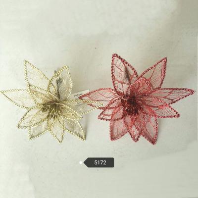 China Fashional Supply Artificial Floral Christmas Artificial Flowers Hand Opens Plants Fabric Poinsettia Stem for sale