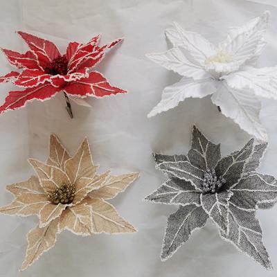 China Fashional 2021 Hot Selling Artificial Poinsettia Flower Christmas Flowers For Christmas Decoration for sale