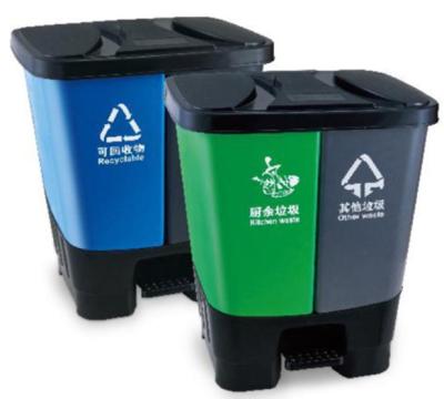 China Viable Foot Pedtal Indoor Trash Cans with 2 Barrels for sale