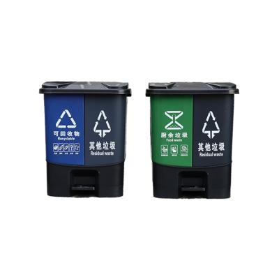 China Sustainable Use Outdoor And Indoor 2in1 Pedal Plastic Waste Can for sale