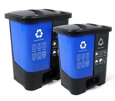 China 2 Twin Barrels Sustainable Waste Bin Dry And Wet In 1 Pedal Bin for sale