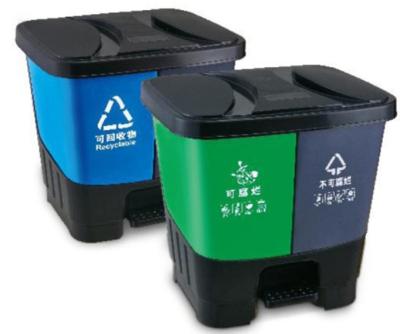 China Sustainable 2in1 Indoor Recycling Bins Rubbish Bin Foot Pedal for sale