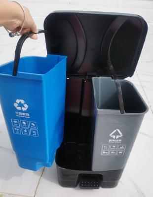 China Easy Use And Convenient Sustainable Clean Plastic 2in1 Pedal Waste Can Rubbish Bin for sale