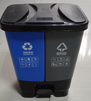 China 2 Sustainable Barrels 2 Dry And Wet Waste Bin In 1 Pedal Bin for sale