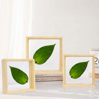 China Handmade+ECO-Friendly WF2109010 HY Double Sided Glass Photo Frame Wall Solid Wood Desktop Placement for sale