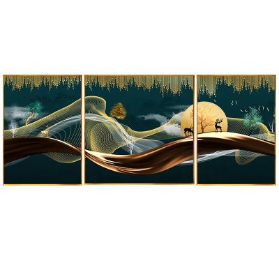 China Waterproof+ECO-Friendly HY Modern Abstract Landscape Home Decor Triptych Pictures Oil Painting With Aluminum Frame Painting for sale