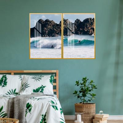 China Diptych AF2109021 HY Customized Diptych Decor Seascape Landscape Paintings CLASSIC Porcelain Painting Crystal Painting for sale