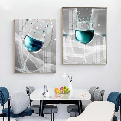 China Wholesale CLASSIC Frame Decor Aluminum Alloy Diptych Decorative Canvas Crystal Porcelain Painting Interior Wall Art Picture for sale