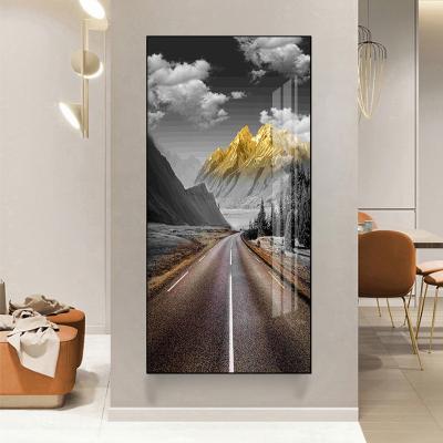 China Custom Nordic Modern Entrance Porch Waterproof+ECO-Friendly Waistline Road Wall Landscape Living Room Decorative Painting Vertical Wall Painting for sale