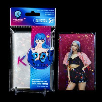 China Hot Selling Fashion BL004 Kpop Photo Card Sleeves Small Star Laser Flash PC Card Sleeves, Custom Holographic Card Sleeves for sale