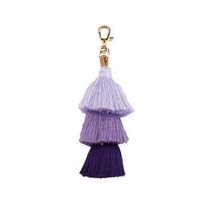 China Alloy / Cotton Boho Chic Bohemia Professional Manufacturer Layered Pom Tassel Key Chain Keyring for sale