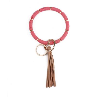 China Alloy/China Made Of Poylmer Clay/Velvet Cheap Beaded Bohemia Confetti Funfetti Tassel Key Chain Keychain for sale