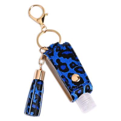 China Europe T Shape Mini Hand Sanitizer Bottle Key Chain Empty Cover Leather Portable Travel Bottles Tassel Key Chain Carrier for sale