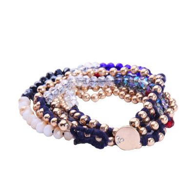 China CLASSIC Vintage Fashion Women Beaded Wrap Bracelets For Women Faceted Glass Crystals Knotted Long Chain for sale