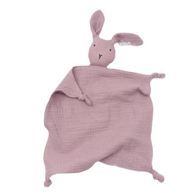 China Bunny Security Blanket PORTABLE for Boys and Girls Cotton Soft Breathable Muslin Towel Soothing Calming Toy for sale